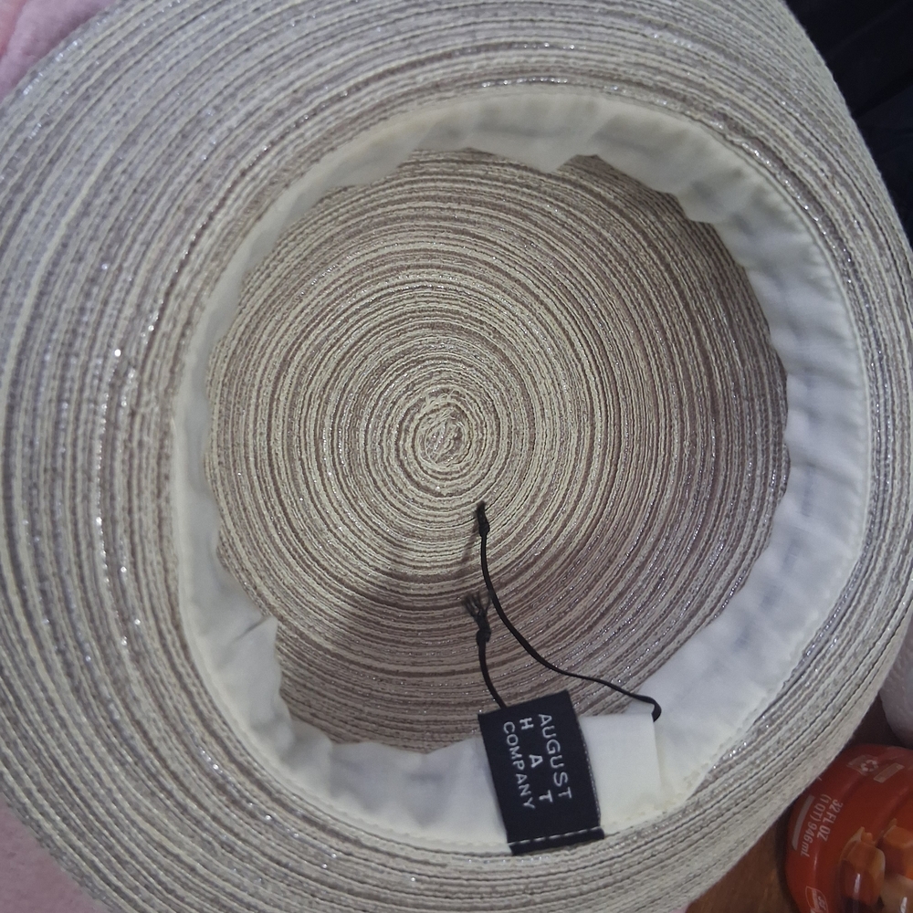 Woven Straw Sun Hat with Bow Detail - Light Beige - Picture 3 of 4